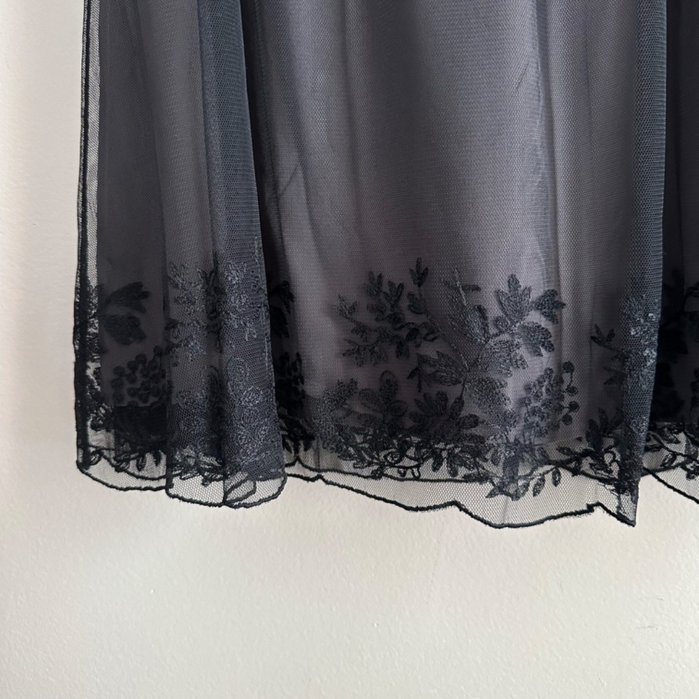 Garnet Hill • Lace Overlay Silk Midi Skirt - Picture 2 of 8
